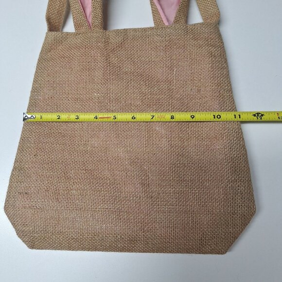 Burlap Bunny Tote Bag Happy Easter Banner Rabbit Spring Pink Ears Party Egg Hunt - Picture 6 of 7